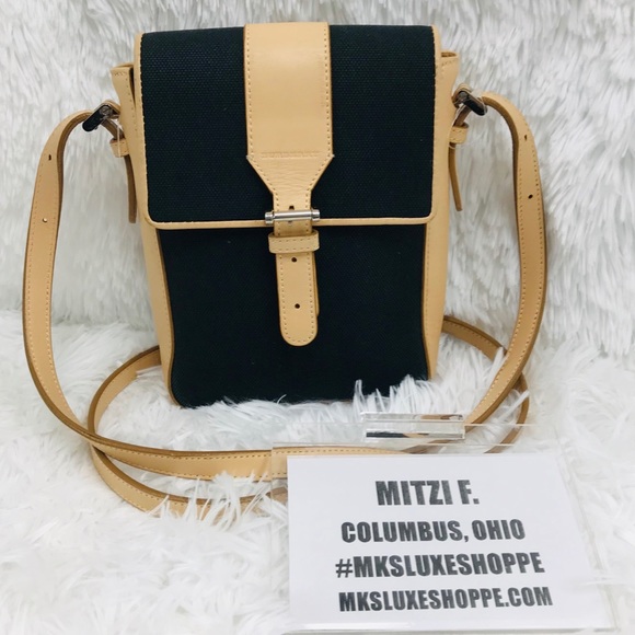 BURBERRY LEATHER CANVAS CROSSBODY SLING BAG